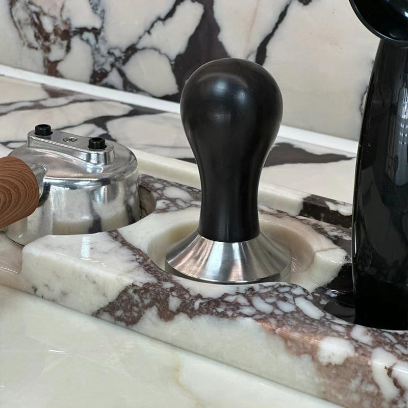 Artisanal Abode Coffee Press Pad Natural Marble Holder Espresso Coffee Machine Handle Organiser Plate Powder Hammer Storage Stand Tamper Mat Barista Tool Home Kitchen Coffee Shop Station - Image 4