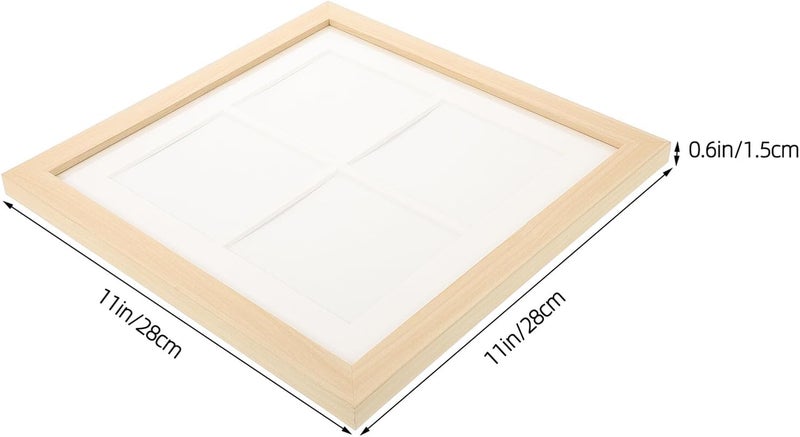Homoyoyo Floating Canvas Picture Frame Collage, 4-section 10x10cm Square Wooden Frame, Natural Beige, Wall Mount and Desktop Display for Art Photos and DIY Oil Paintings - Image 2
