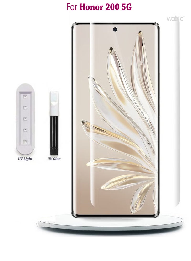 Honor 200 5G Premium Tempered Glass Design For Honor 200 5G Smartphone Advanced Border Less Full Edge To Edge UV Screen Protector And Easy Installation Kit - Image 1