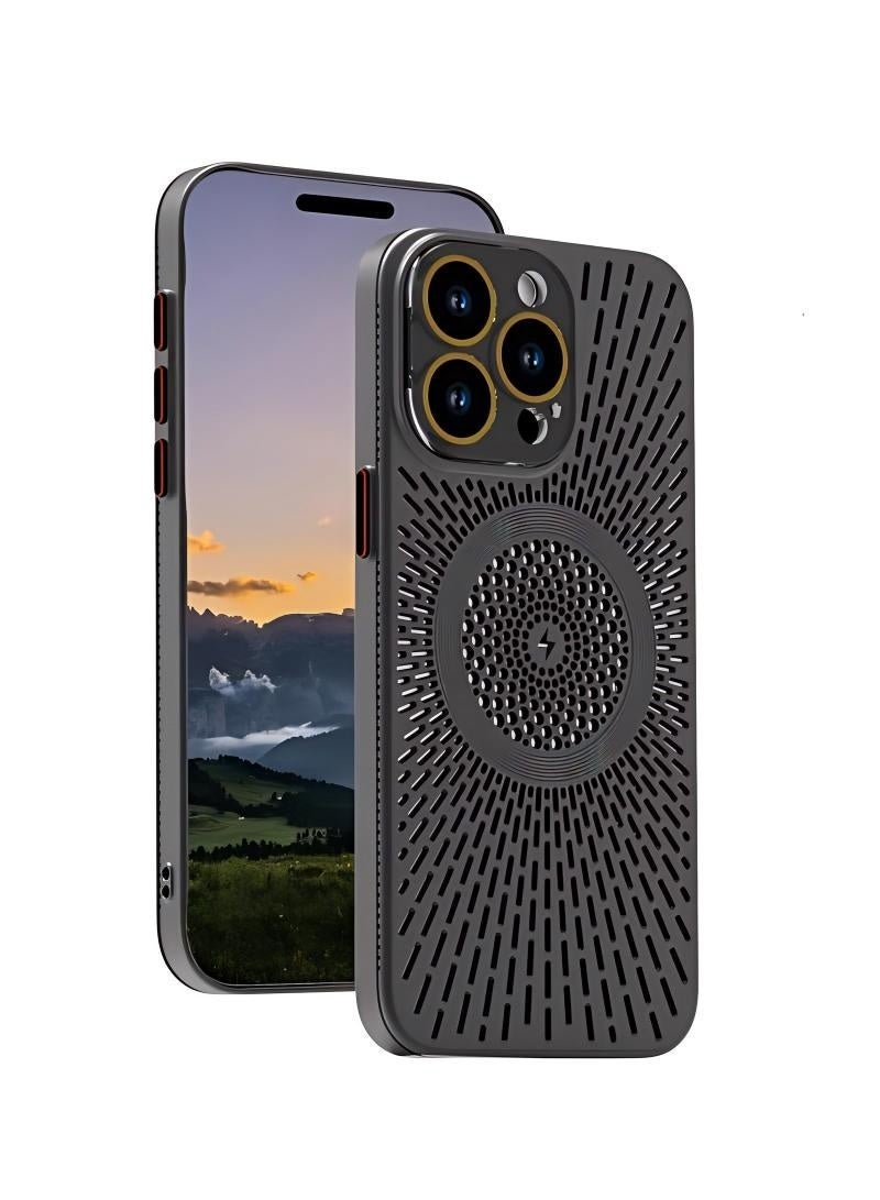 جراب iPhone 16 Pro يسمح بمرور الهواء مع خاصية تبديد الحرارة، متوافق مع الشحن المغناطيسي، يوفر حماية وراحة ممتازتين، شحن لاسلكي سهل، تصميم متين وأنيق - Image 4