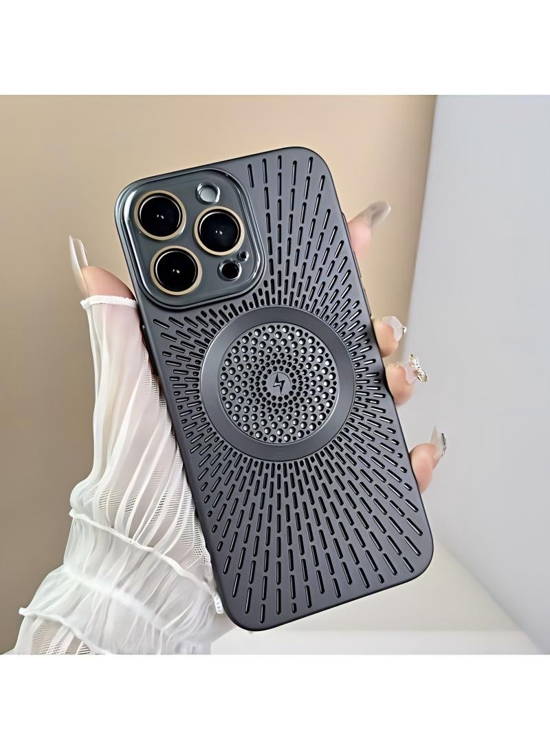 جراب iPhone 16 Pro يسمح بمرور الهواء مع خاصية تبديد الحرارة، متوافق مع الشحن المغناطيسي، يوفر حماية وراحة ممتازتين، شحن لاسلكي سهل، تصميم متين وأنيق - Image 3