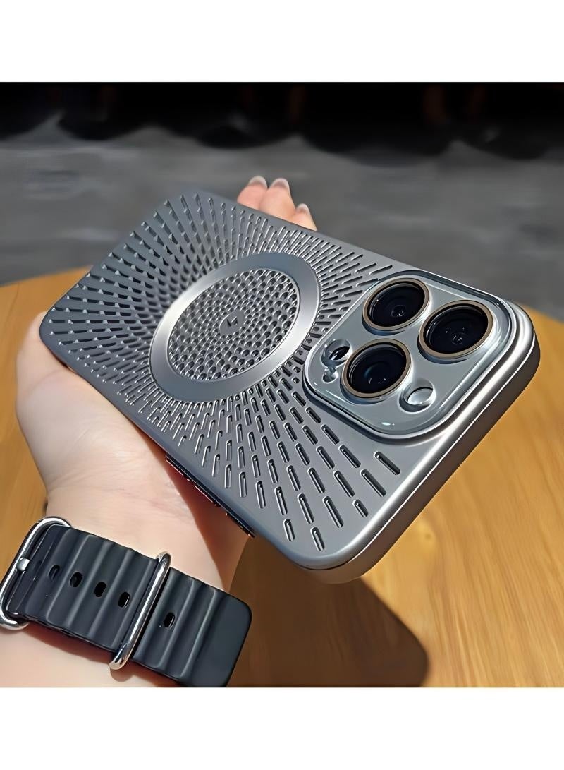 جراب iPhone 16 Pro يسمح بمرور الهواء مع خاصية تبديد الحرارة، متوافق مع الشحن المغناطيسي، يوفر حماية وراحة ممتازتين، شحن لاسلكي سهل، تصميم متين وأنيق - Image 5