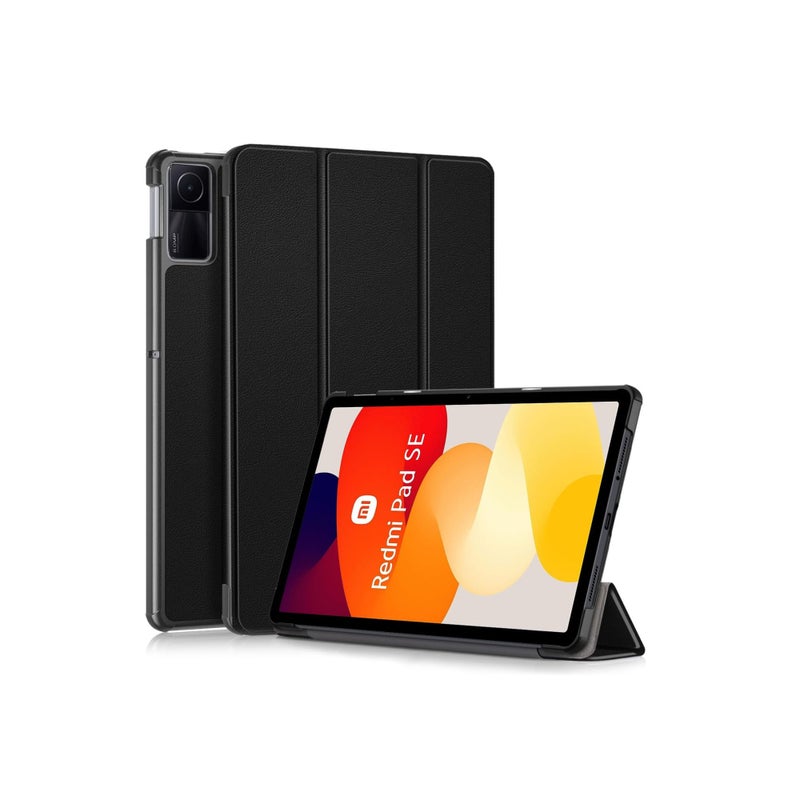 SOLARAE غطاء ذكي متين لجهاز Redmi Pad SE، غطاء قابل للطي 11 بوصة مع حامل، غطاء ثلاثي قابل للتخصيص مع خاصية الاستيقاظ/النوم التلقائي، غلاف نحيف وخفيف الوزن لجهاز التابلت، غلاف من جلد PU لجهاز Xiaomi Redmi Pad SE 2023، أسود - Image 1