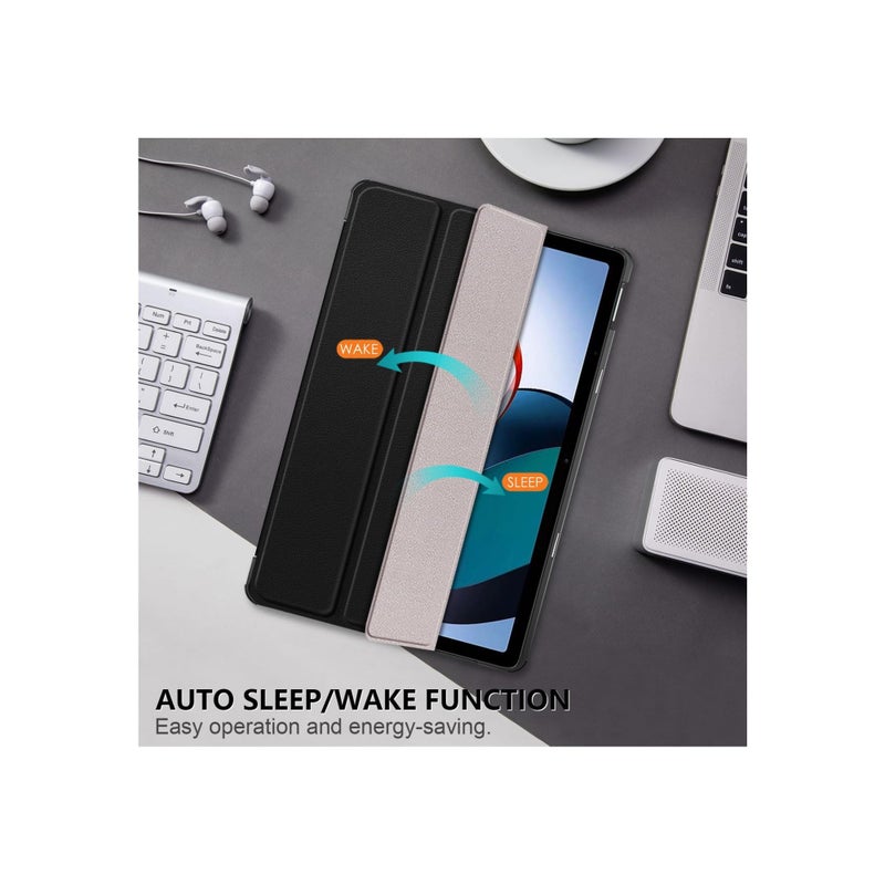 SOLARAE غطاء ذكي متين لجهاز Redmi Pad SE، غطاء قابل للطي 11 بوصة مع حامل، غطاء ثلاثي قابل للتخصيص مع خاصية الاستيقاظ/النوم التلقائي، غلاف نحيف وخفيف الوزن لجهاز التابلت، غلاف من جلد PU لجهاز Xiaomi Redmi Pad SE 2023، أسود - Image 4