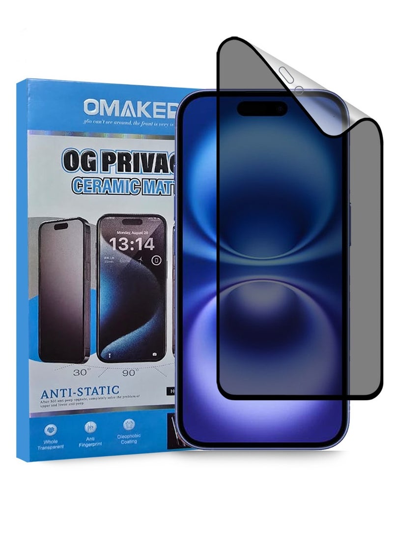 OMAKER Apple iPhone 16 Plus Matte Ceramic Privacy Screen Protector Film  - Image 1