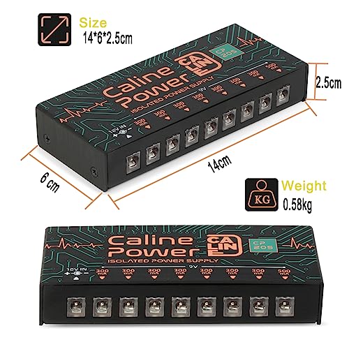 Caline CP-205 Guitar Pedal Power Supply, DC 9V True Isolated Pedalboard Power Supply with 8 Totally Isolated Outputs(300mA/500mA), Noiselessly - Image 3