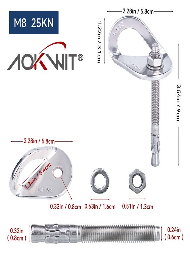 AOKWIT 25kN Climbing Bolt Hangers Anchors Stainless Steel Climbing Holds Anchor Bolt Heavy Duty Expansion Bolt Piton Tiedown for Rock Climbing Rappelling Hammock Gym Wall Aerial Work Caving Rescue - Image 2