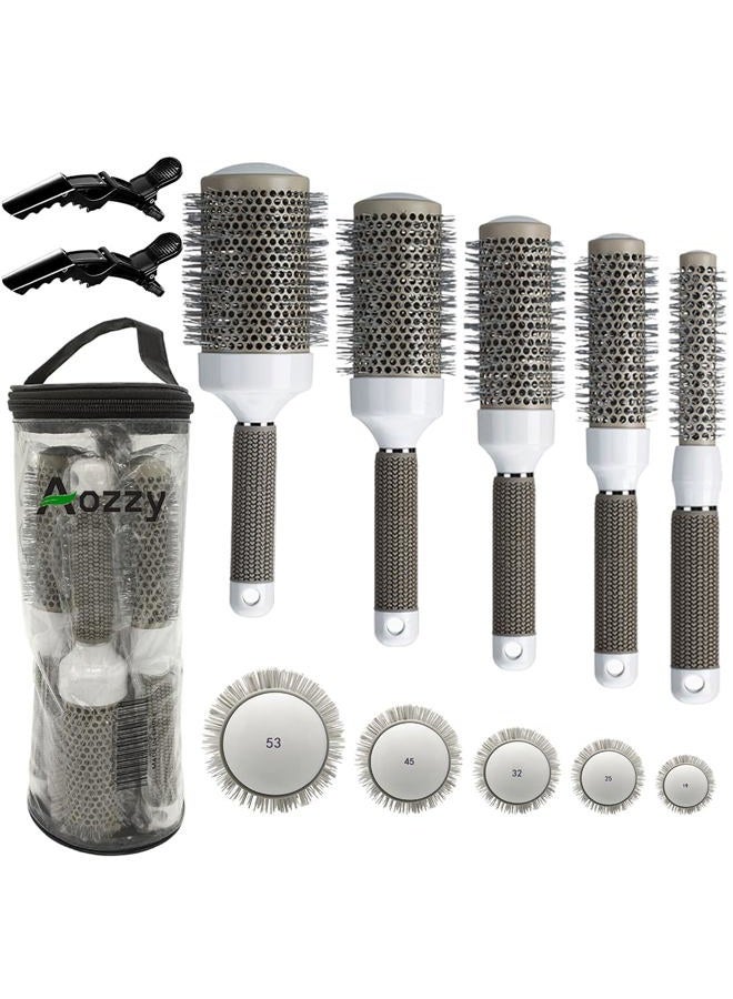 Aozzy Professional Round Brushing Brush, 5 Sizes Cylinder Ceramic Nano-Thermal Anti-Static Hair Brush for Even Heating, Curly Hair, Straightening, Styling. - Image 1