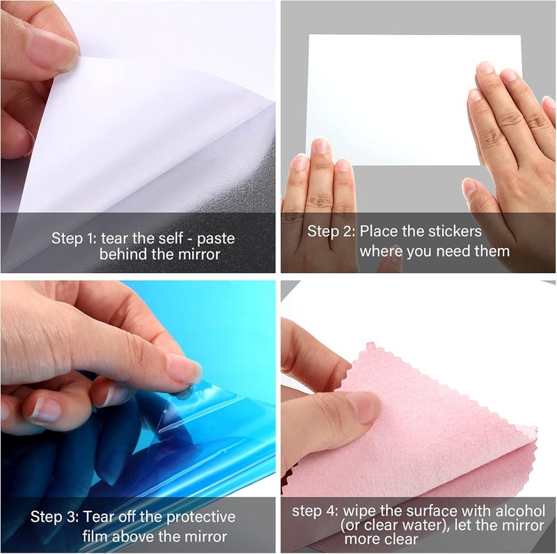 Tenare Flexible Mirror Sheets Adhesive Non Glass Mirror Tiles Wall Mirror Stickers for Home Wall Decoration (12 Pieces, 4 x 6 Inches) - Image 2