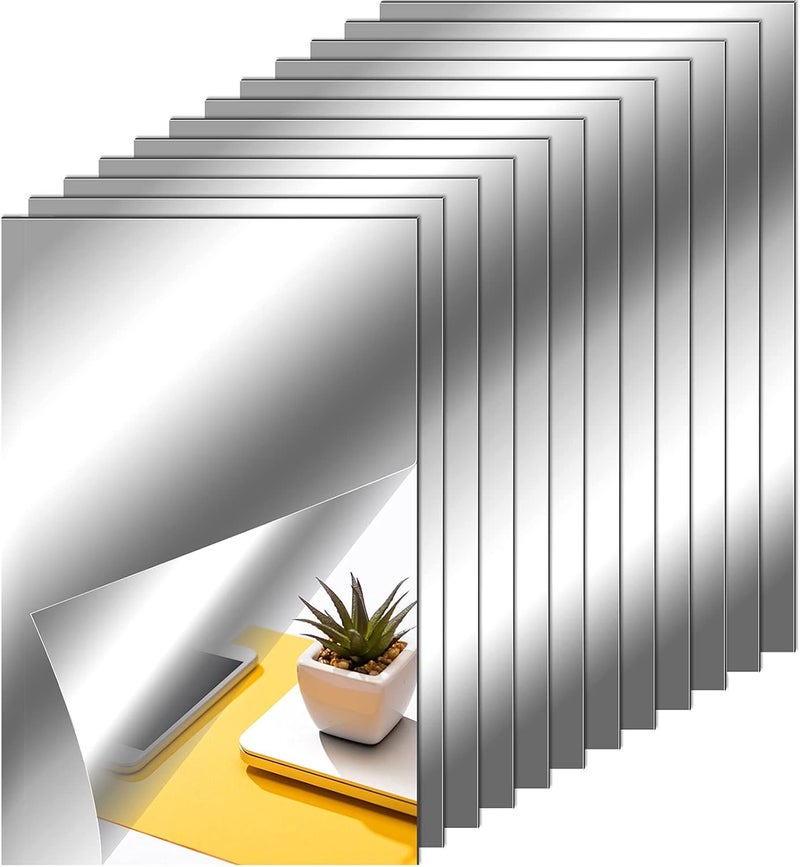 Tenare Flexible Mirror Sheets Adhesive Non Glass Mirror Tiles Wall Mirror Stickers for Home Wall Decoration (12 Pieces, 4 x 6 Inches) - Image 1