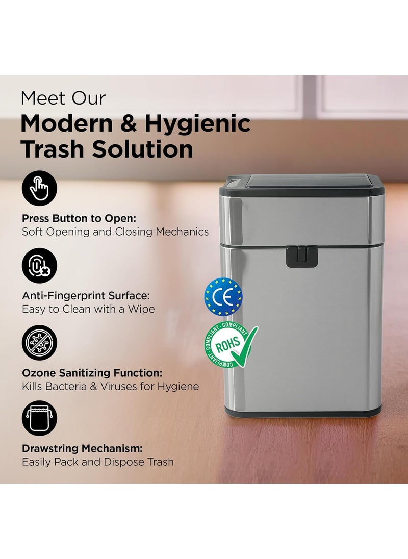 Kuber Industries Kuber Industries 20L Stainless Steel Automatic Touchless Motion Sensor Dustbin Quick Open Soft Close Lid Garbage Bin for Kitchen Bathroom Indoor Outdoor Trash Can  - Image 3