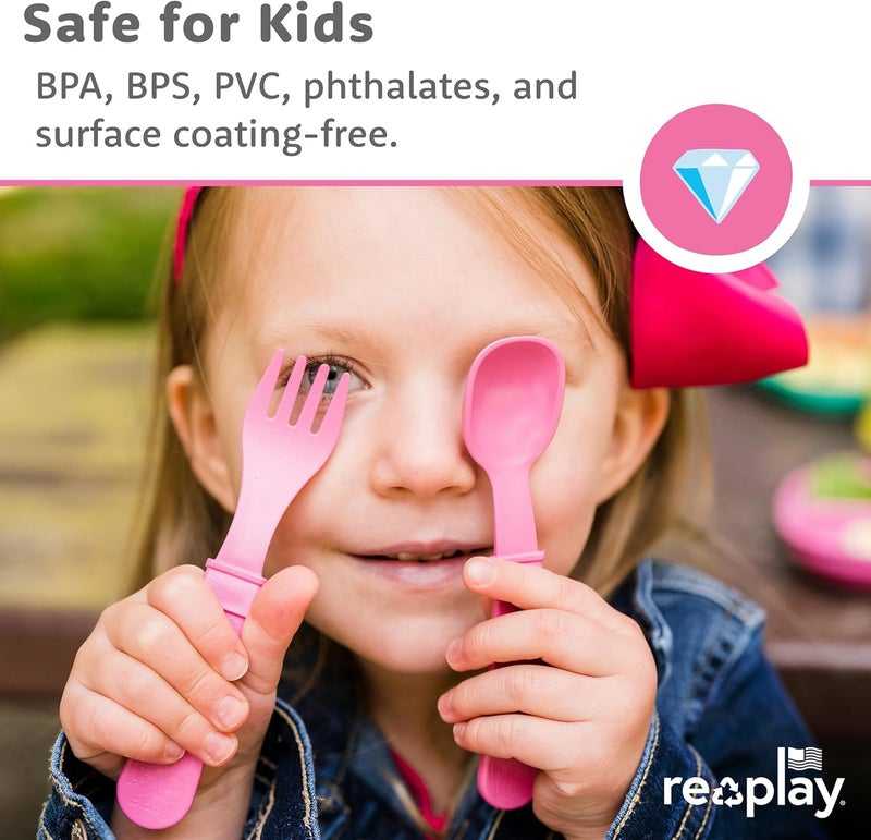 Replay Re Play Toddler Forks and Spoons Set - 8 Pieces in Red - Image 5