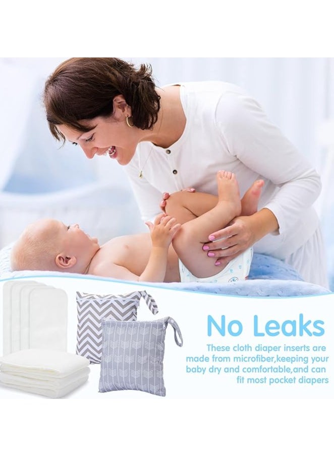 Moro Moro 6-Piece Cloth Diaper Inserts & 2 Wet Bags – Reusable, Absorbent & Soft Liner  - Image 2