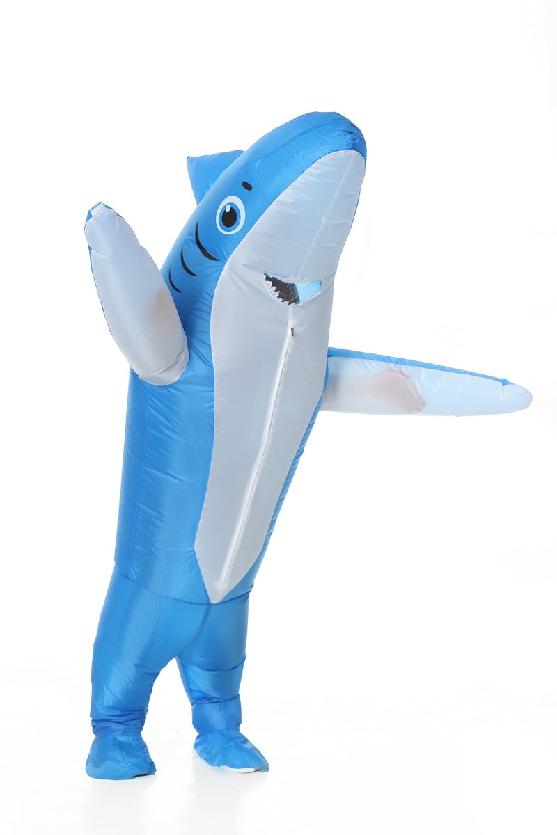 Ouksma Inflatable Shark Adult Air Blow Up Halloween Costume Animal Festival Cosplay Party (Blue/White) - Image 2