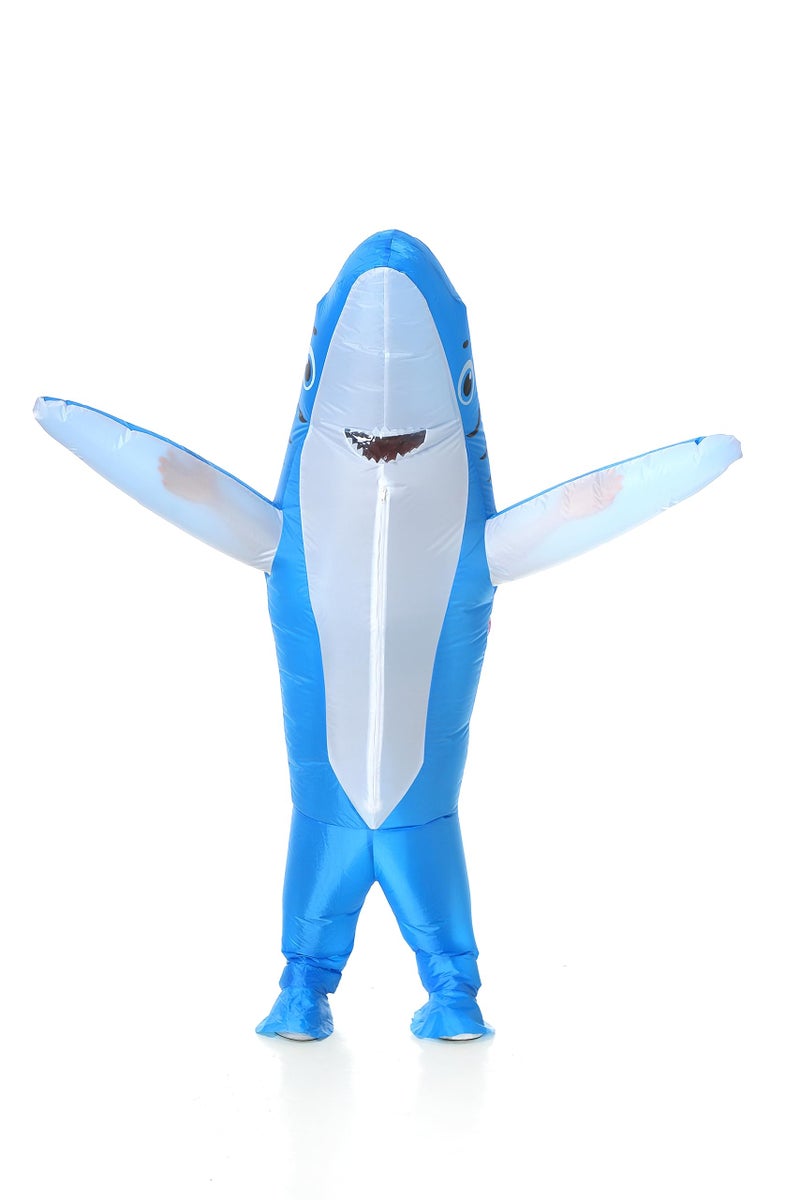 Ouksma Inflatable Shark Adult Air Blow Up Halloween Costume Animal Festival Cosplay Party (Blue/White) - Image 5