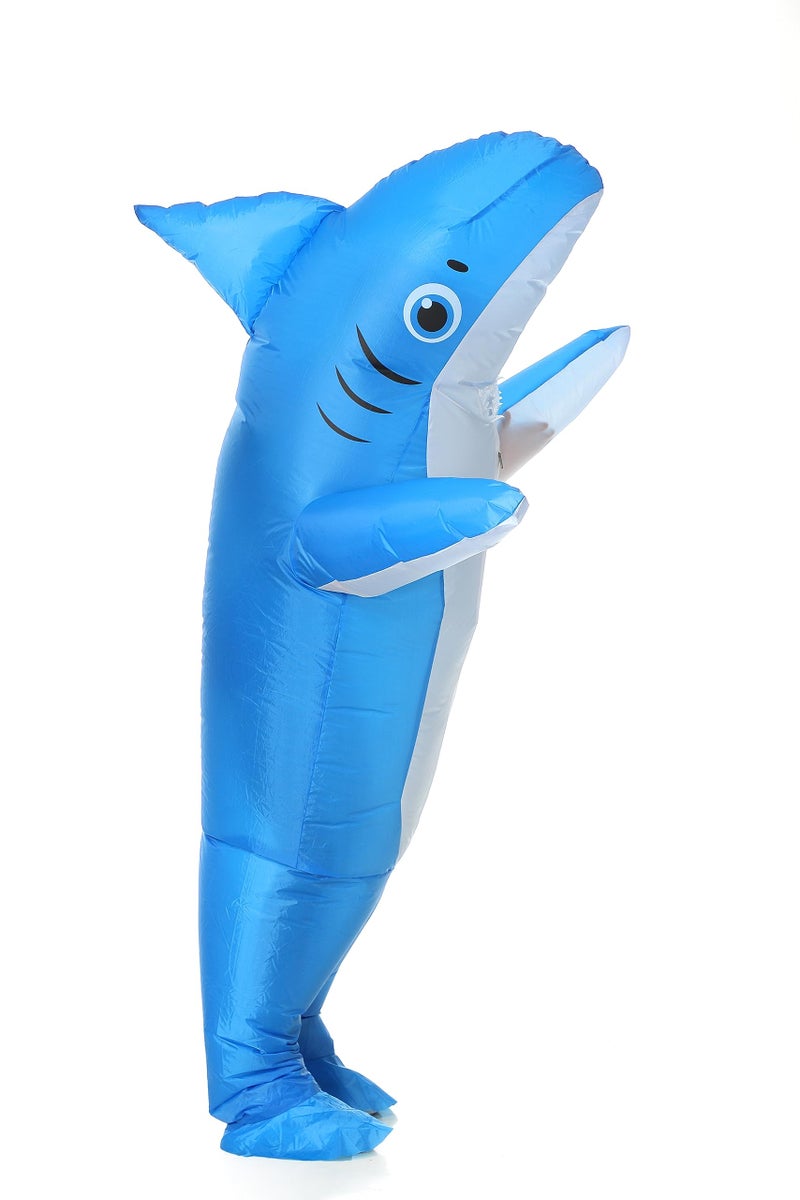 Ouksma Inflatable Shark Adult Air Blow Up Halloween Costume Animal Festival Cosplay Party (Blue/White) - Image 3