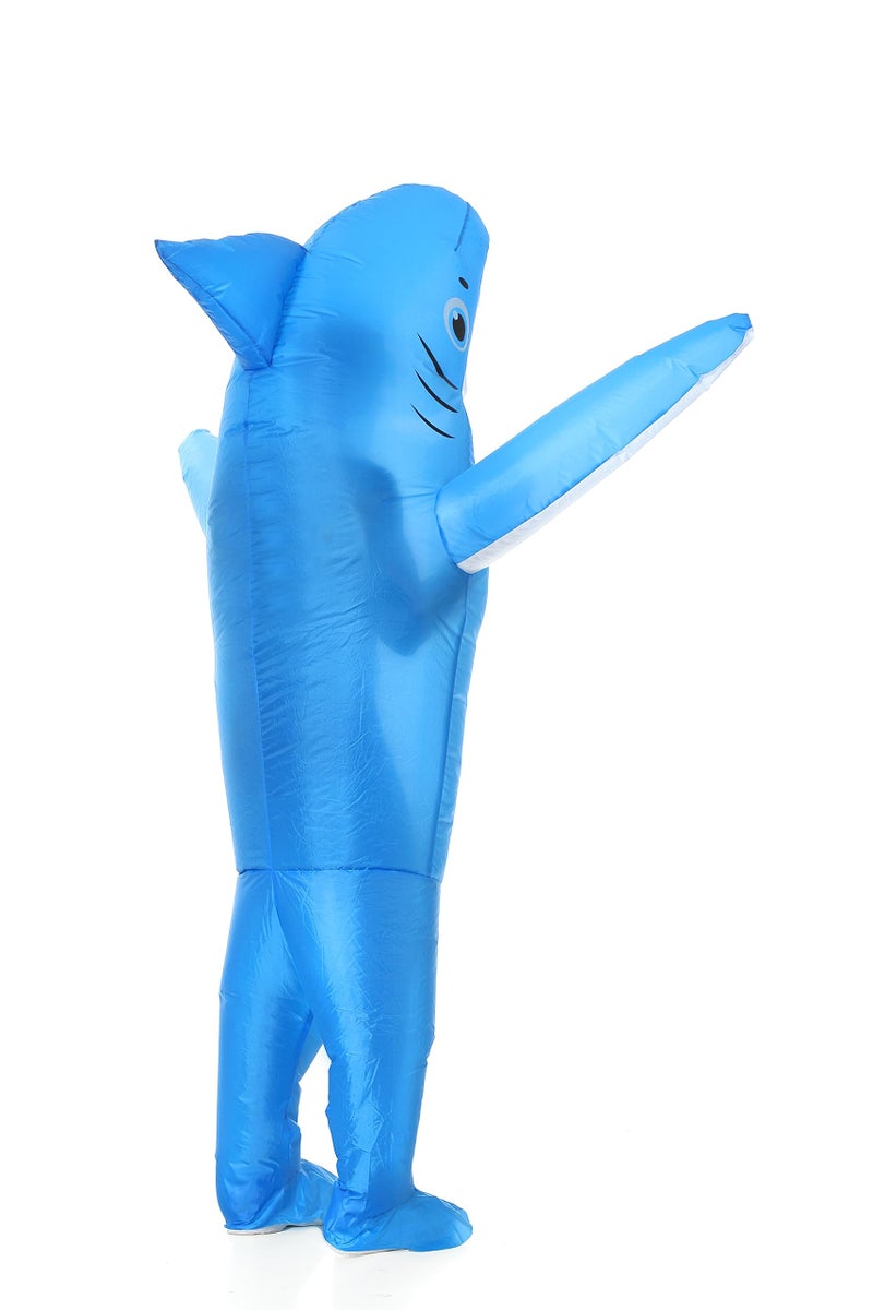 Ouksma Inflatable Shark Adult Air Blow Up Halloween Costume Animal Festival Cosplay Party (Blue/White) - Image 4