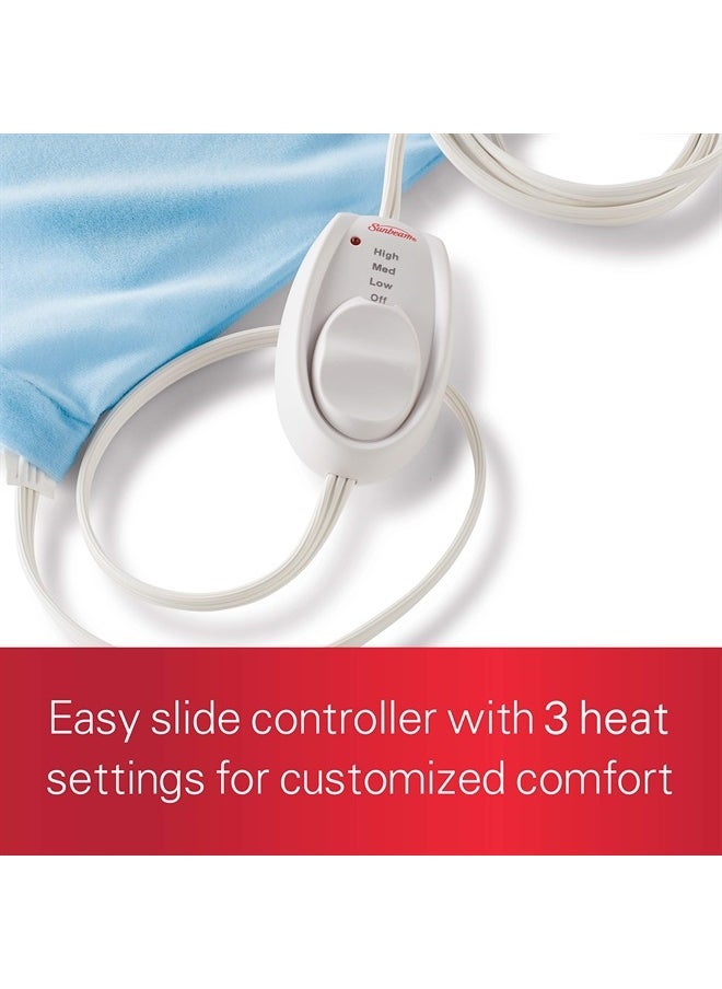 XL Heating Pad for Back, Neck, and Shoulder Pain Relief with Sponge for Moist Heating Option, Extra Large 12 x 24", Blue