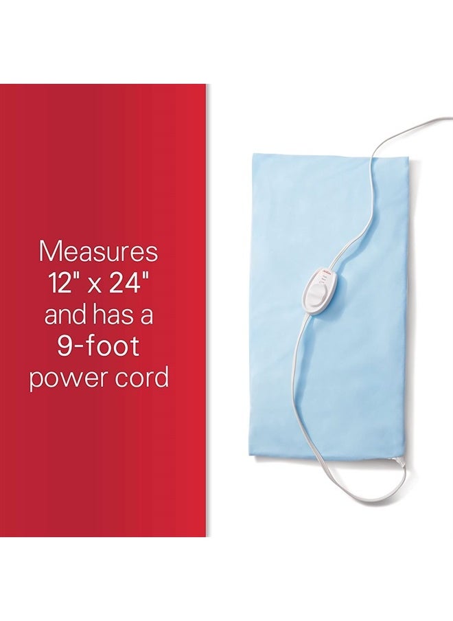 XL Heating Pad for Back, Neck, and Shoulder Pain Relief with Sponge for Moist Heating Option, Extra Large 12 x 24", Blue