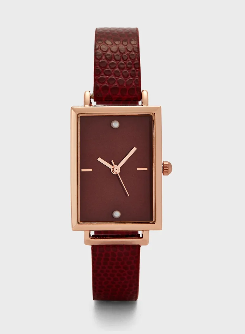 ELLA Pearl Detail Rectangle Watch