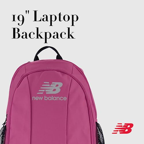 New Balance Laptop Backpack Commuter Travel Bag for Men and Women Burgundy 19 Inch - Image 3