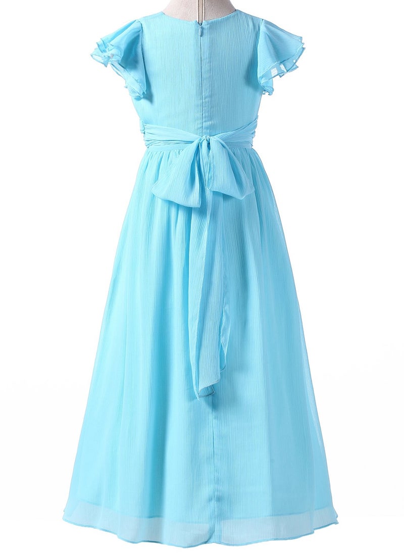 Happy Rose Junior Bridesmaid Dress Prom Party Dresses Long Flower Girl's Dress Light Blue 12 - Image 3