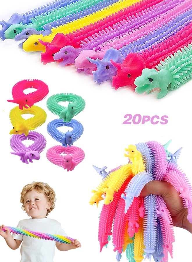 Sweet Life 20 Pcs Stretchy String Fidget Toys, Dinosaur Sensory Noodle Strings, Textured Stretchy String for Kids Adults Stress Relief, Party Favors - Image 1