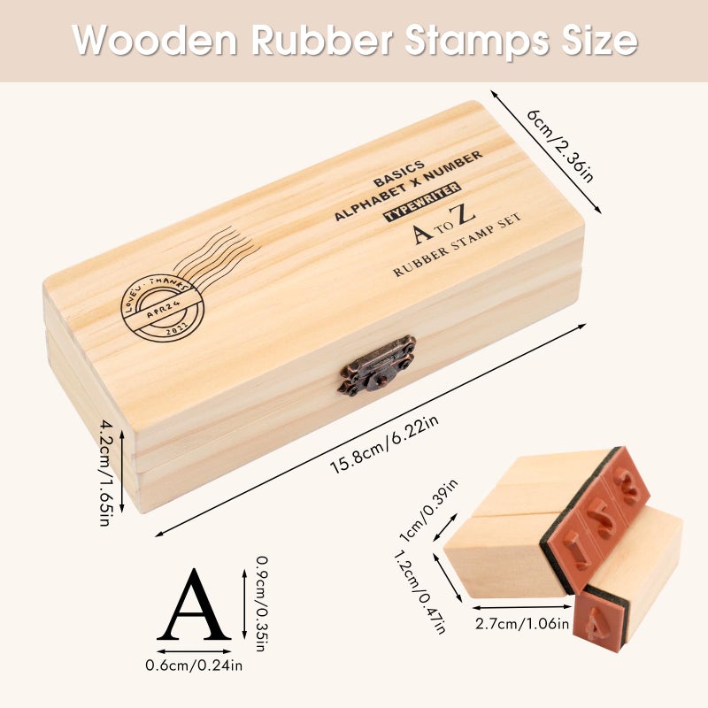 Opvixi 42 Pcs Letter Stamps, Rubber Stamps Alphabet Stamps, Wooden Stamps Number Alphabet Letter Symbol Set for DIY Crafting, Scrapbooking Supplies, Card Making - Image 2