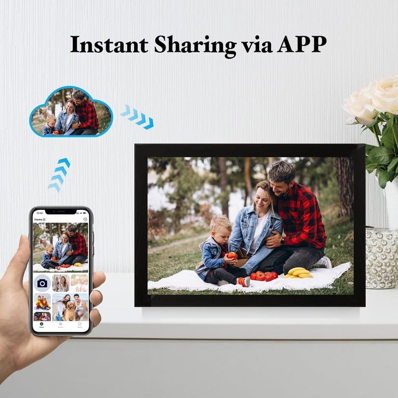 PICCASIO wifi Digital Photo Frame Futuristic 0.1 IPS Touch Screen 1280x800 LCD Panel 16GB internal Smart Electronics Photo Frame with 4Gb extra Memory card as a Gift - Image 1