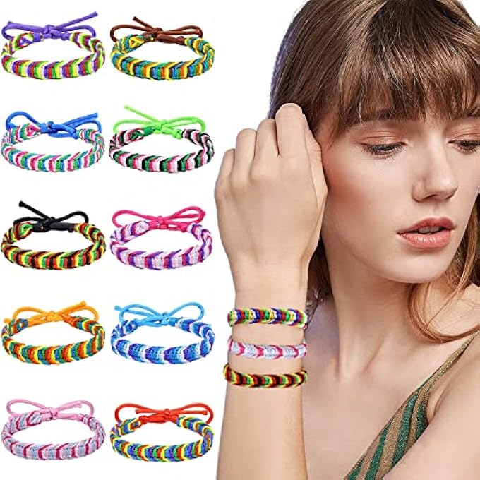 rayihni 10Pcs Handmade Friendship Bracelets, Adjustable Woven Bracelet Colorful Elastic Beaded Anklet For Women Men Jewelry Party Accessories - Image 3