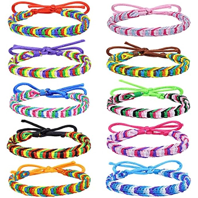 rayihni 10Pcs Handmade Friendship Bracelets, Adjustable Woven Bracelet Colorful Elastic Beaded Anklet For Women Men Jewelry Party Accessories - Image 1