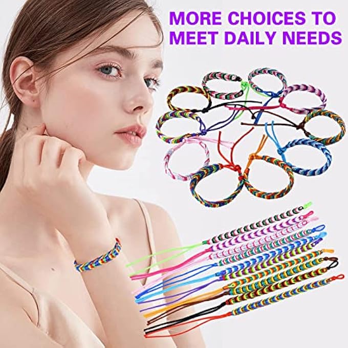 rayihni 10Pcs Handmade Friendship Bracelets, Adjustable Woven Bracelet Colorful Elastic Beaded Anklet For Women Men Jewelry Party Accessories - Image 4