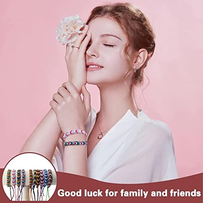 rayihni 10Pcs Handmade Friendship Bracelets, Adjustable Woven Bracelet Colorful Elastic Beaded Anklet For Women Men Jewelry Party Accessories - Image 5