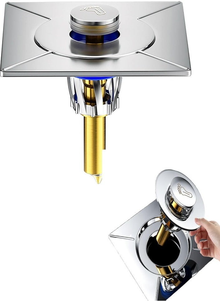 XVersion Odor Floor Drain Plug Stainless Steel Bouncy Odor Proof Floor Drain, Removable Strainer Cover, Anti-Clogging Floor Drain with Deodorizing Copper Core Tub Drain Stopper  - Image 1