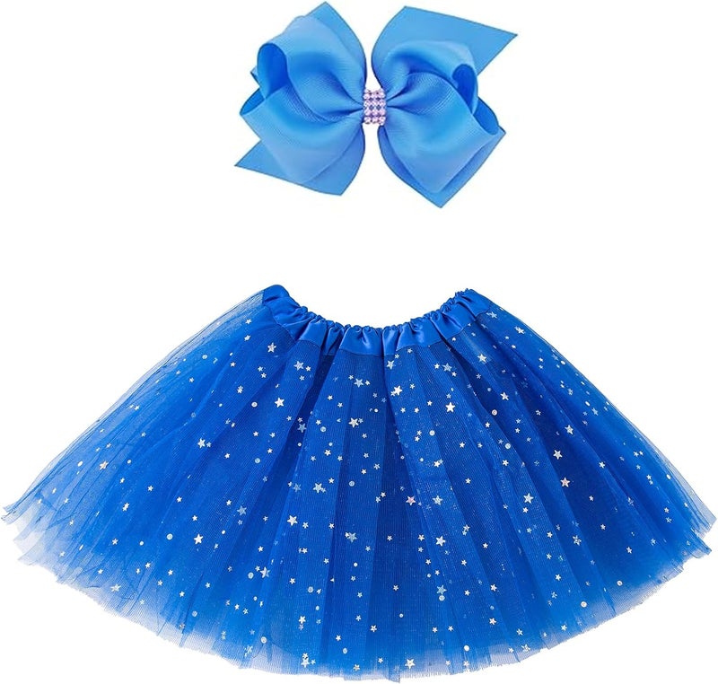 Jastore Girls Layered Stars Sequins Tutu Skirt Princess Ballet Dance Dress for 2-8 Years - Image 1