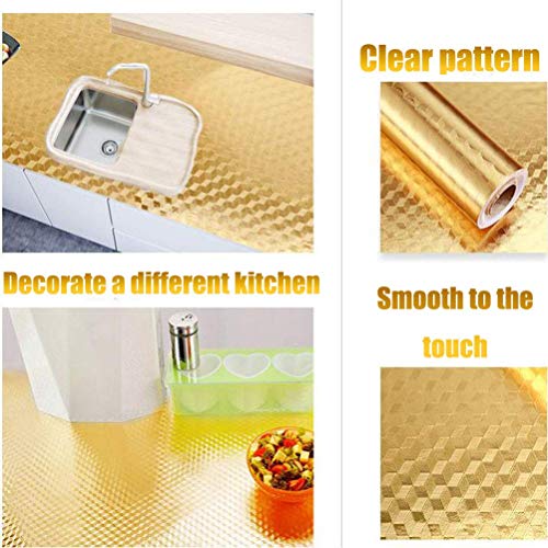 Ad Fresh 2 m Aluminium Foil Stickers, Oil Proof, Kitchen Backsplash Wallpaper Self-Adhesive Wall Sticker (Golden Plan, 60 cm x 200 cm(2 Meter)) - Image 3