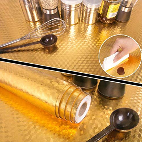 Ad Fresh 2 m Aluminium Foil Stickers, Oil Proof, Kitchen Backsplash Wallpaper Self-Adhesive Wall Sticker (Golden Plan, 60 cm x 200 cm(2 Meter)) - Image 5