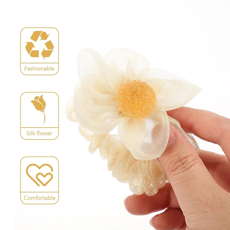 3pcs Sparkly Mesh Flower Hair Scrunchies Set Lightweight Decorative Hair Ties for Women for Everyday - Image 3