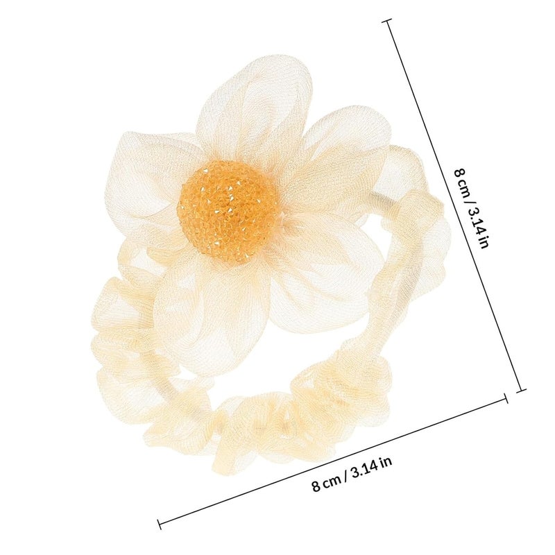 3pcs Sparkly Mesh Flower Hair Scrunchies Set Lightweight Decorative Hair Ties for Women for Everyday - Image 2