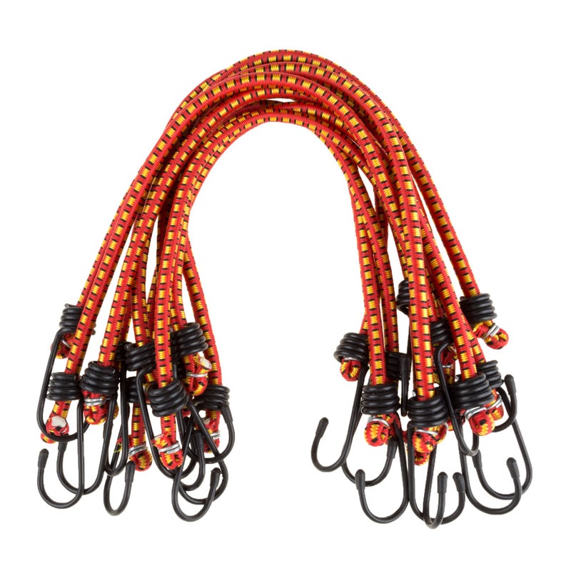 Bungee Cords 10Pack Rubber 18Inch Cordage with HeavyDuty VinylCoated Hooks and Fabric Wrapping by Stalwart Red