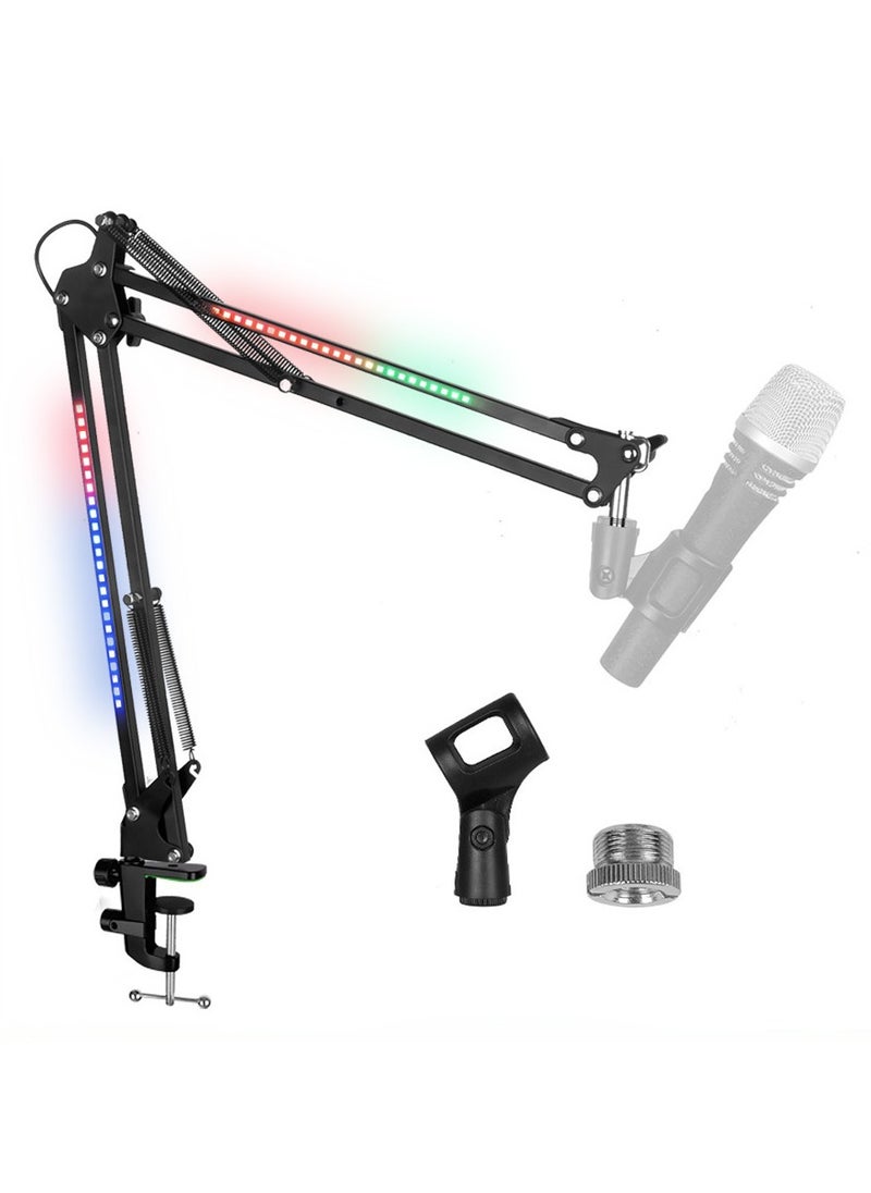 شو وو حامل ميكروفون قابل للتعديل مع ضوء RGB لـ HyperX QuadCast/Blue Yeti/Shure SM7B/Rode NT1، حامل مقص معلق قابل للتدوير لبث الألعاب وتسجيل YouTube  - Image 1