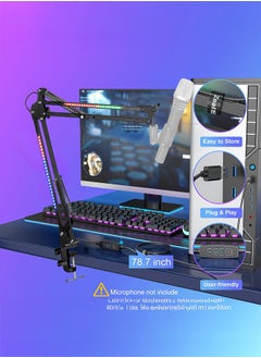 XiuWoo Adjustable Mic Stand with RGB Light for HyperX QuadCast/Blue Yeti/Shure SM7B/Rode NT1, Rotatable Suspension Boom Scissor Stand for Gaming Streaming Podcasting YouTube Recording  - Image 2