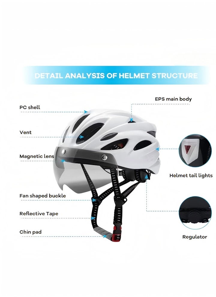 DUNISO Adult bicycle helmet, adjustable mountain riding safety helmet with detachable magnetic goggles, suitable for both men and women，white  - Image 3