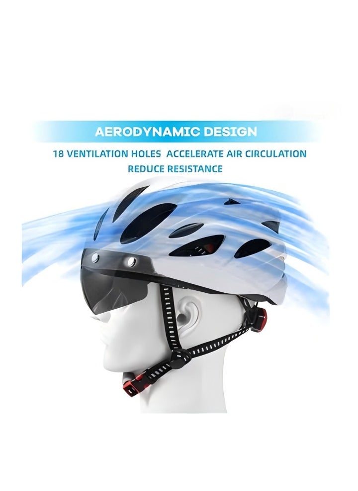 DUNISO Adult bicycle helmet, adjustable mountain riding safety helmet with detachable magnetic goggles, suitable for both men and women，white  - Image 4