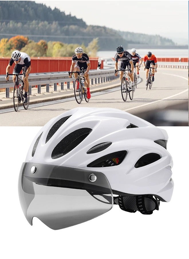 DUNISO Adult bicycle helmet, adjustable mountain riding safety helmet with detachable magnetic goggles, suitable for both men and women，white  - Image 1