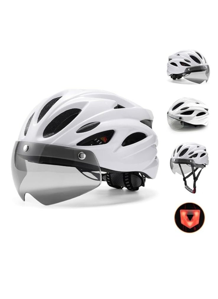 DUNISO Adult bicycle helmet, adjustable mountain riding safety helmet with detachable magnetic goggles, suitable for both men and women，white  - Image 2