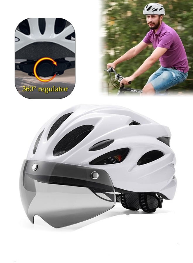 Adjustable Adults Bike Helmet,Motorcycle Helmet,Bicycle Helmet with Rear Light & Detachable Magnetic Goggles,Lightweight and Breathable Mountain & Road Bicycle Helmets, for Adult Men Women Outdoor Riding