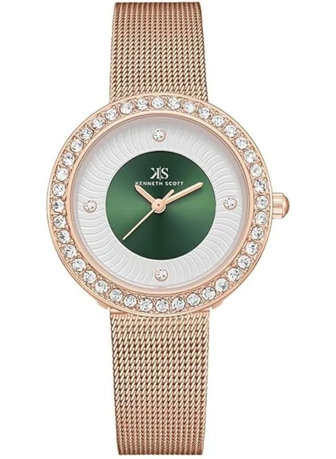 كينيث سكوت Kenneth Scott Women's PC21 Movement Watch, Analog Display and Stainless Steel Strap - K23535-RMKG, Rose Gold