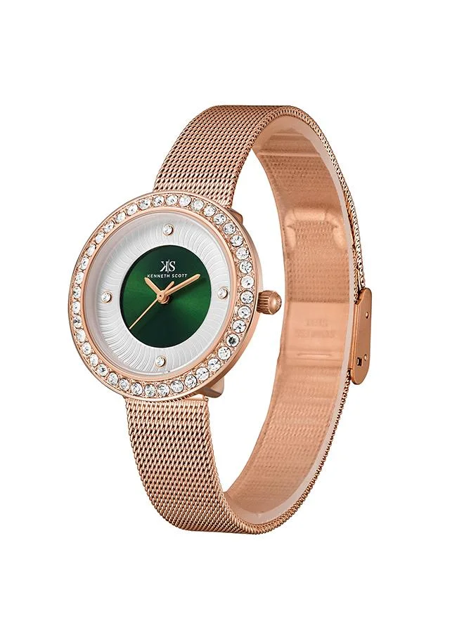 KENNETH SCOTT Kenneth Scott Women's PC21 Movement Watch, Analog Display and Stainless Steel Strap - K23535-RMKG, Rose Gold