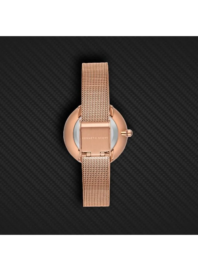 Kenneth Scott Green Kenneth Scott Women's PC21 Movement Watch, Analog Display and Stainless Steel Strap - K23535-RMKG, Rose Gold for Women | Best Price UAE